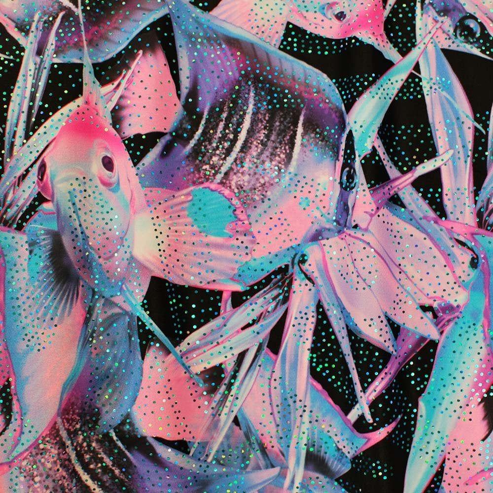 Goldie Pink Turq & Aqua Hologram Phenomenom - Foiled Print on Flex