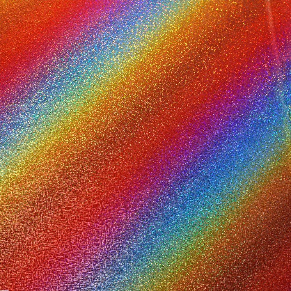 Cirrus Bias Rainbow On Hkm2007 Silver Hologram (Poly) Shine - Foil Printed Stretch Fabric