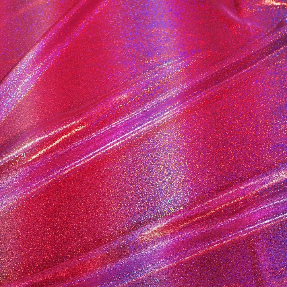 Cirrus Two Hot Pink On Hkm2007 Silver Hologram (Poly) Shine - Foil Printed Stretch Fabric 