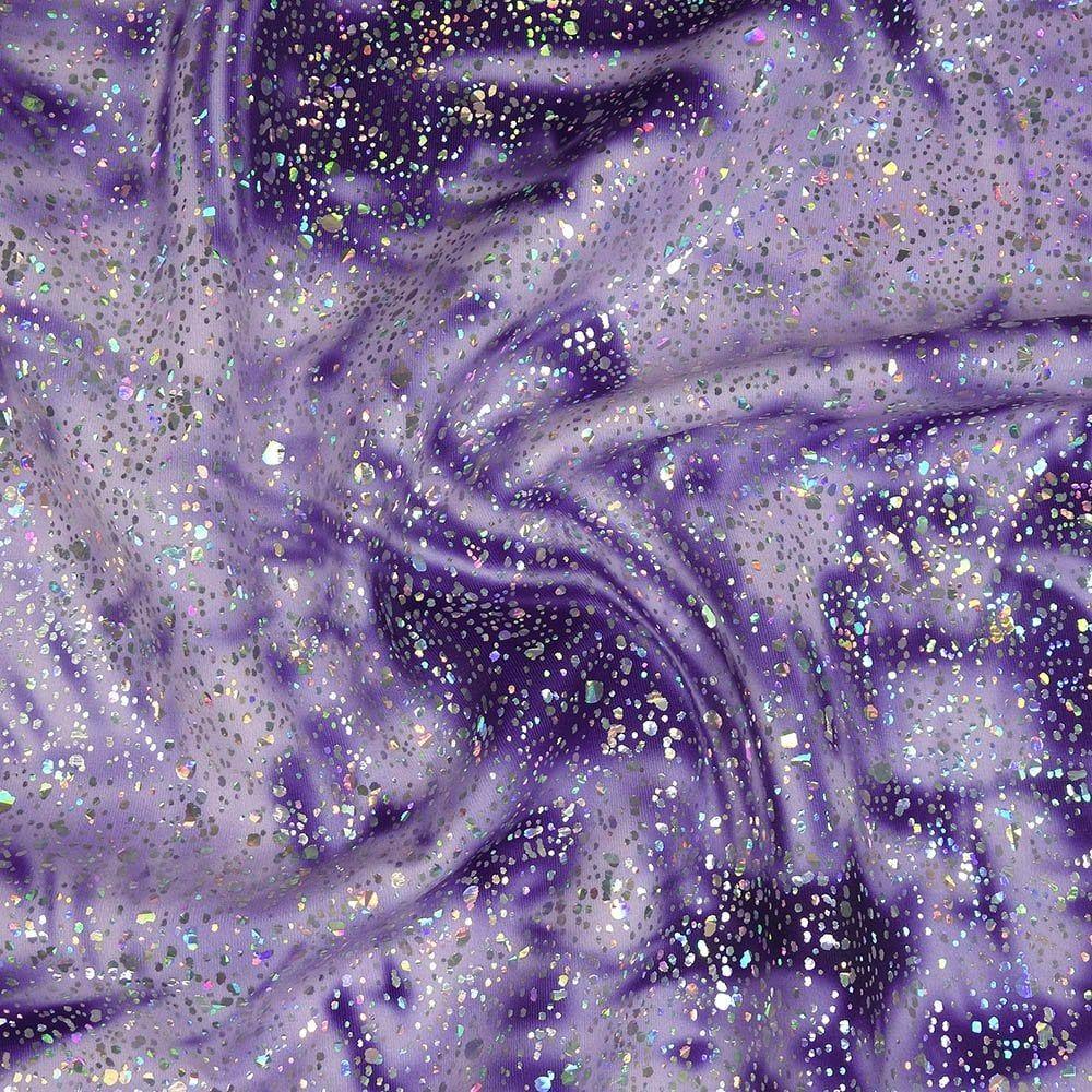Lilac Strobe & Silver Hologram Splash - Foiled Print on Flex