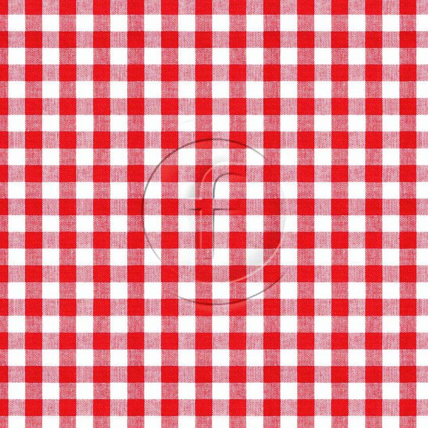 Gingham Red, Checked, Geometric Printed Stretch Fabric