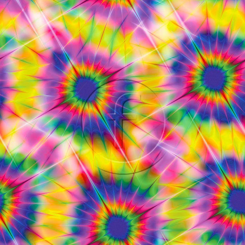 Multicolour Glow, Rainbow, Tie Dye Effect Printed Stretch Fabric