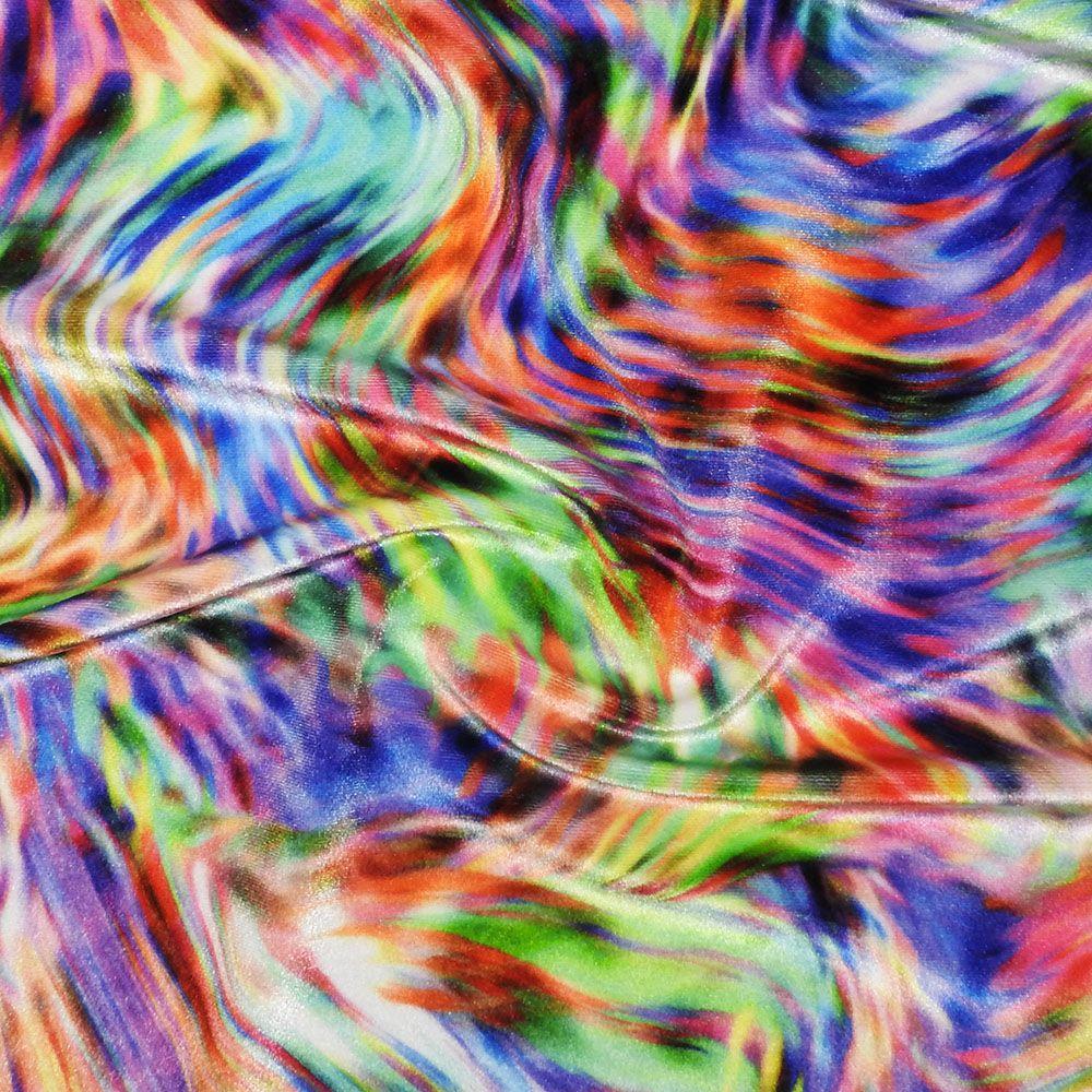 Pulse on Velvet Printed Stretch Fabric: Multicolour