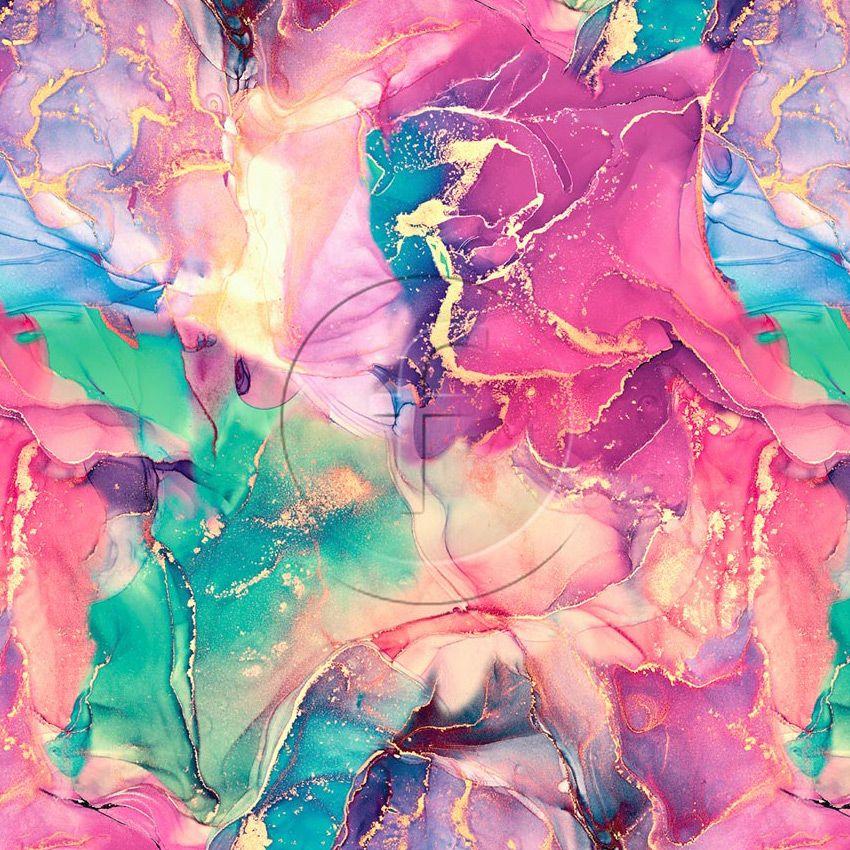 Celestial, Tie Dye Effect Printed Stretch Fabric: Multicolour