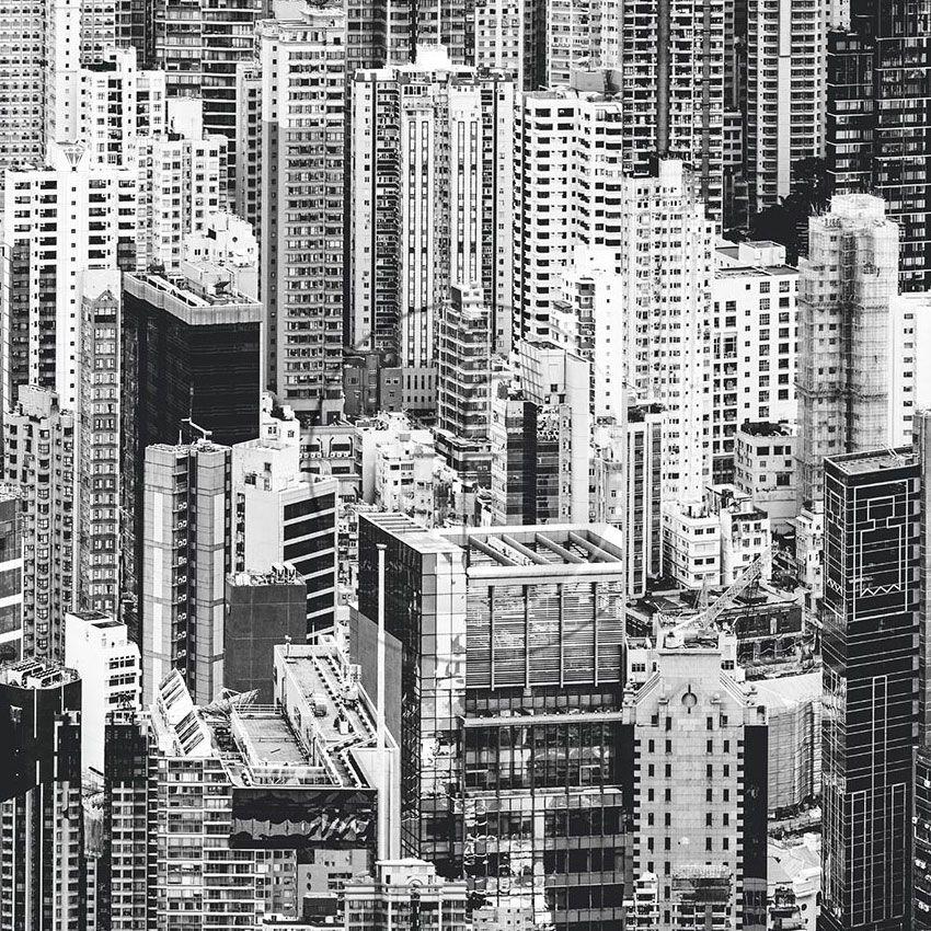 Cityscape Greyscale, Photo Scalable Stretch Fabric
