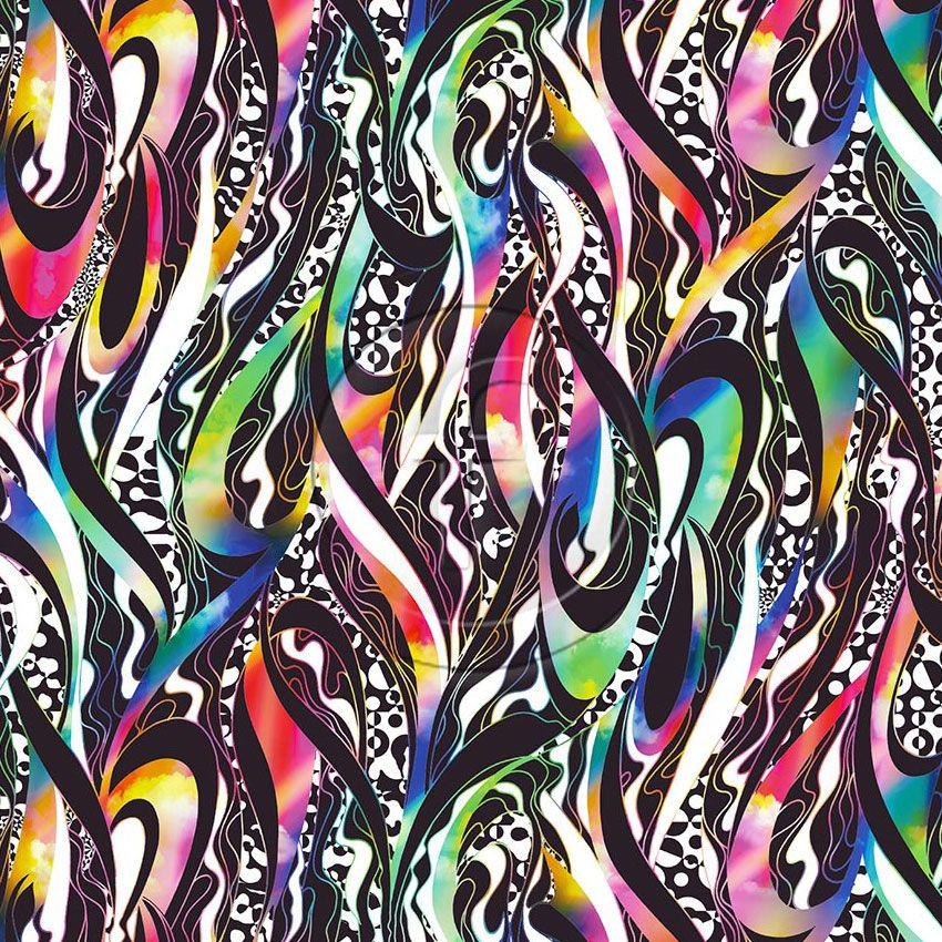 Optical Fiesta Multicolour, Rainbow, Abstract Scalable Stretch Fabric