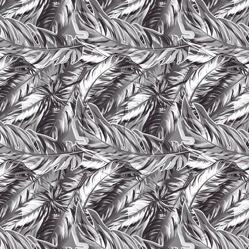 Feathers Greyscale, Animal Scalable Stretch Fabric