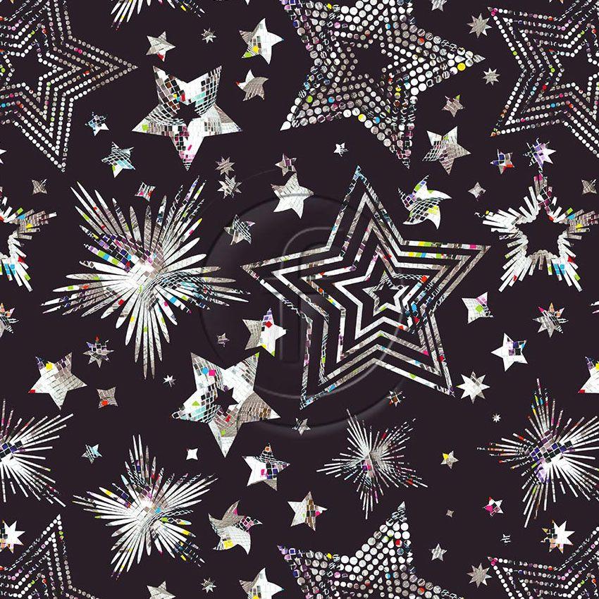 Disco Star Black Silver, Starred Scalable Stretch Fabric