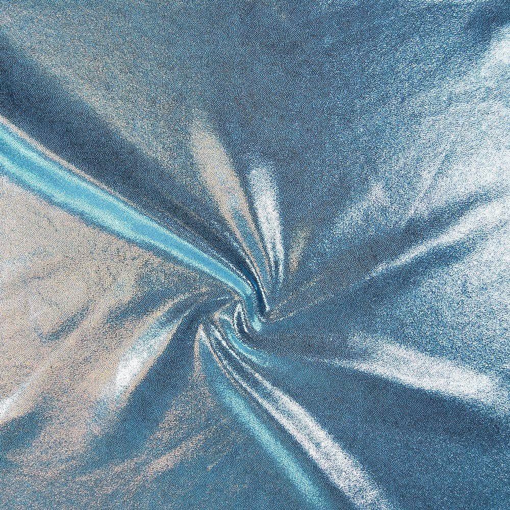 Powder Blue Foil Effect Shine Stretch Fabric