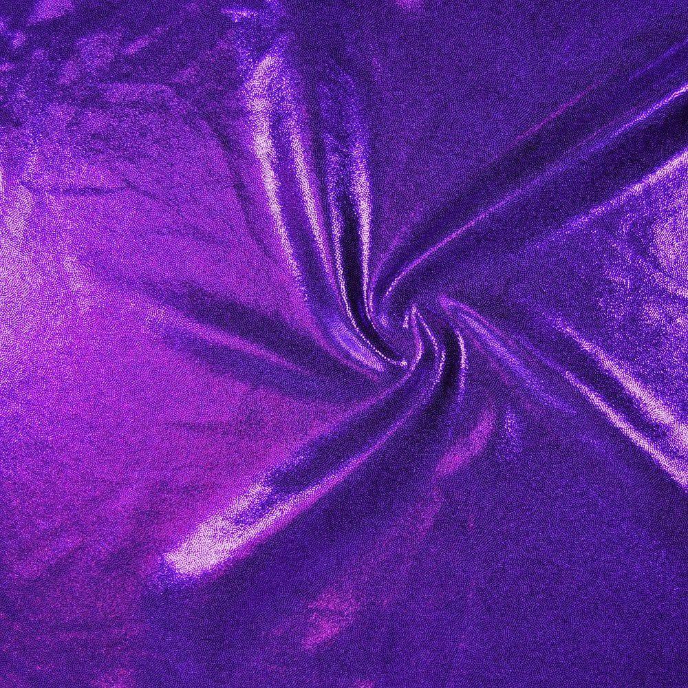Violet Foil Effect Shine Stretch Fabric