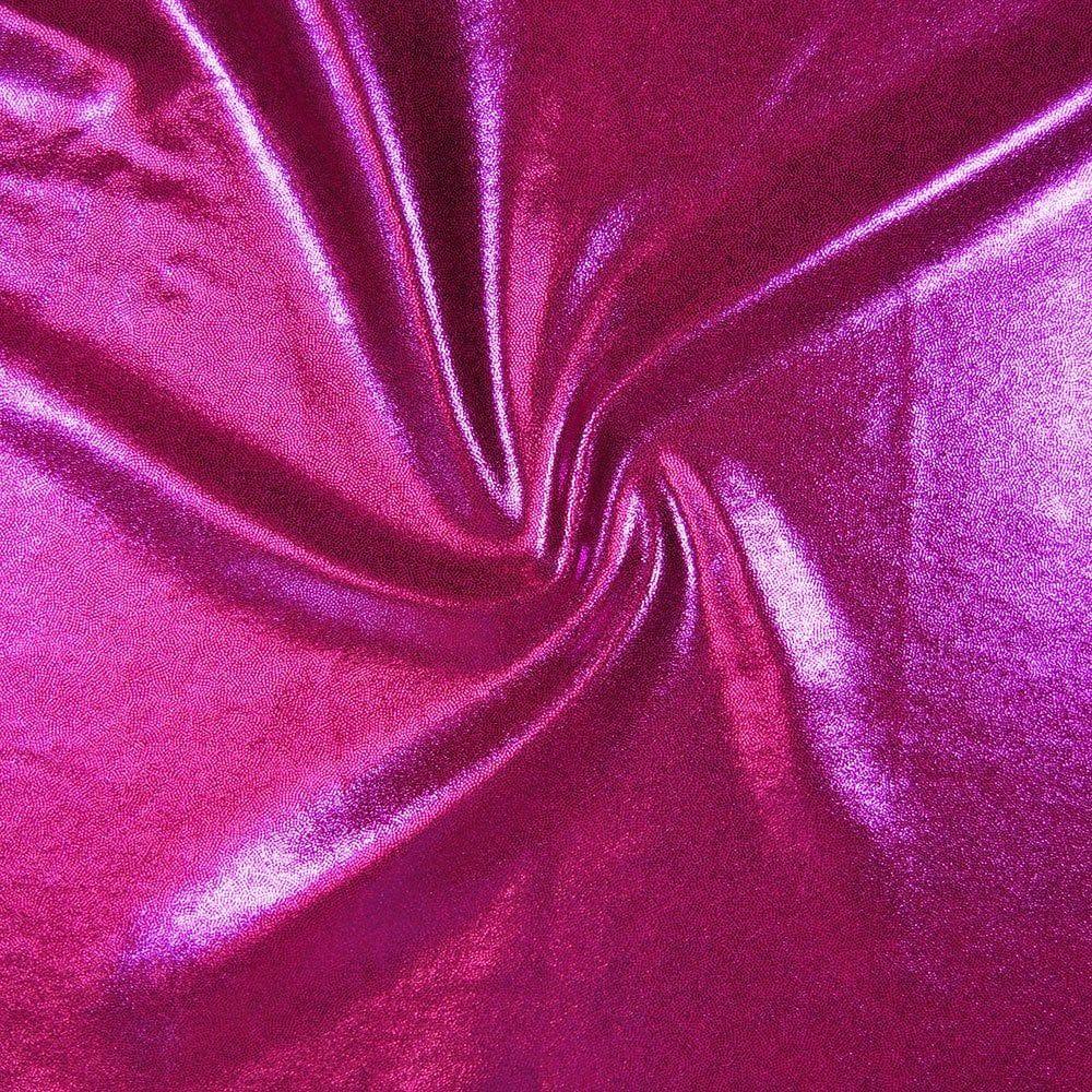 Magenta Foil Effect Shine Stretch Fabric