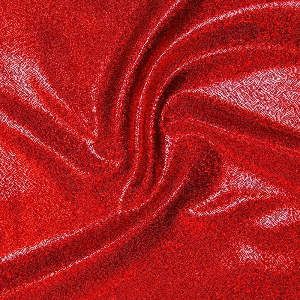 Red Hologram Foil Effect Shine Stretch Fabric (Red/Red)