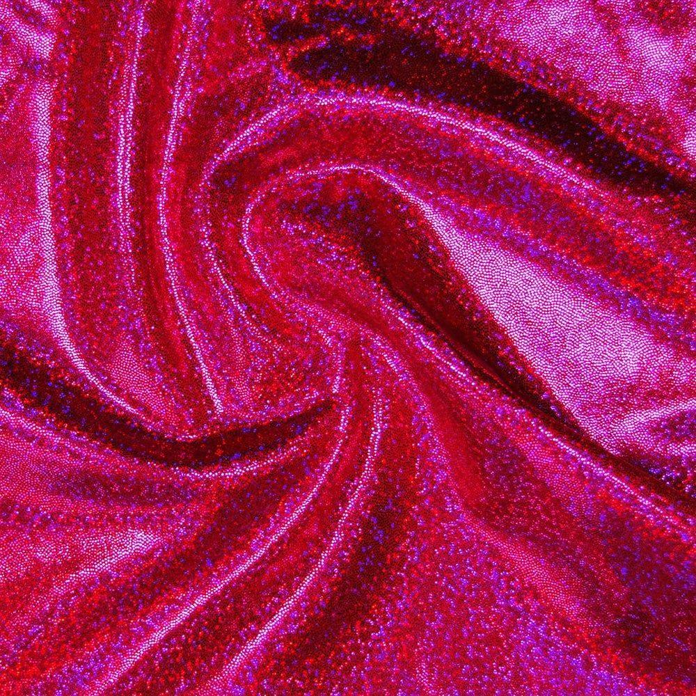 Cerise Hologram Foil Effect Shine Stretch Fabric (Cerise/Red)