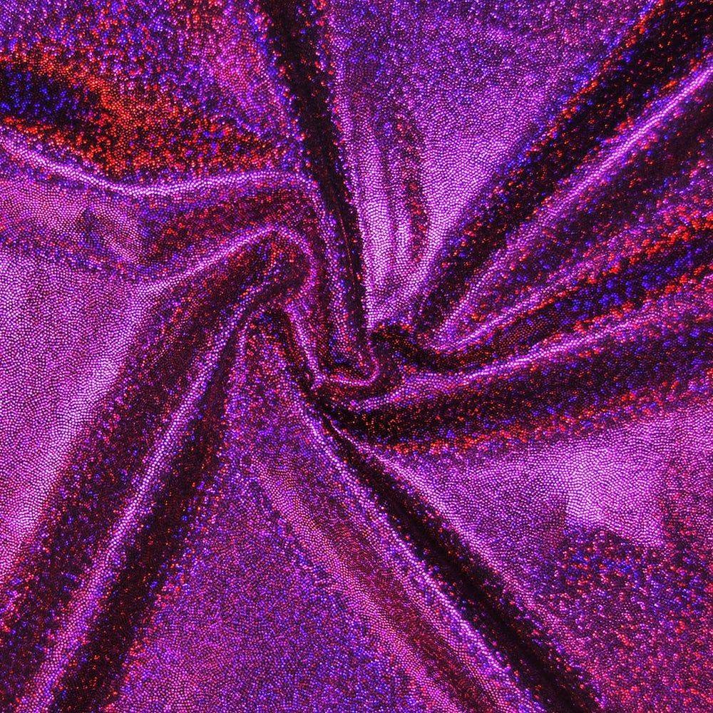 Sugar Plum Hologram Foil Effect Shine Stretch Fabric (Cerise/Purple)