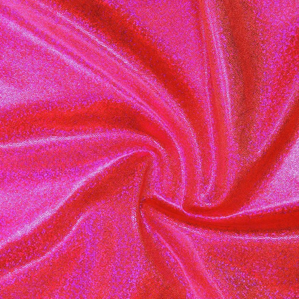 Tango Hologram Foil Effect Shine Stretch Fabric (Cerise/Flo Orange)