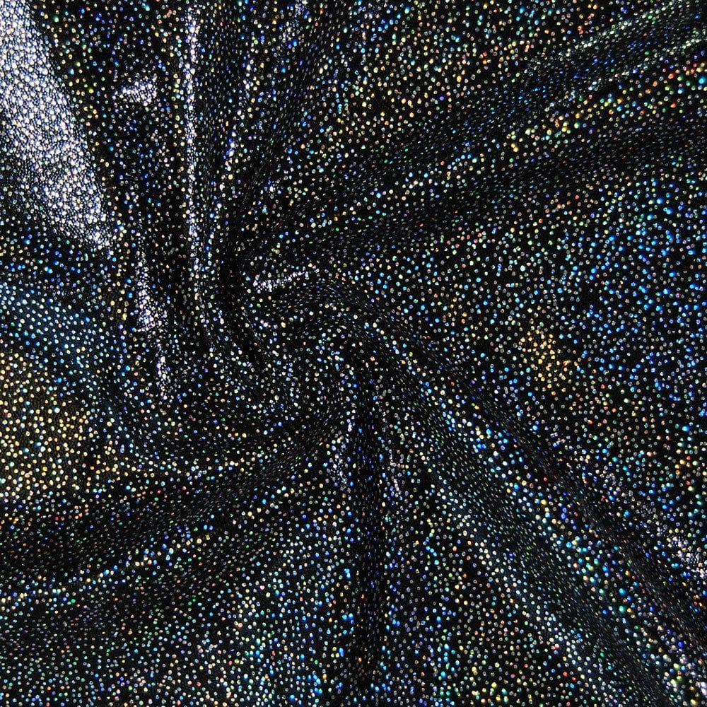 Ebony Cosmic Foiled Stretch Fabric