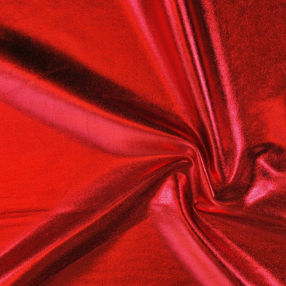 Liquid Foil Red Stretch Fabric