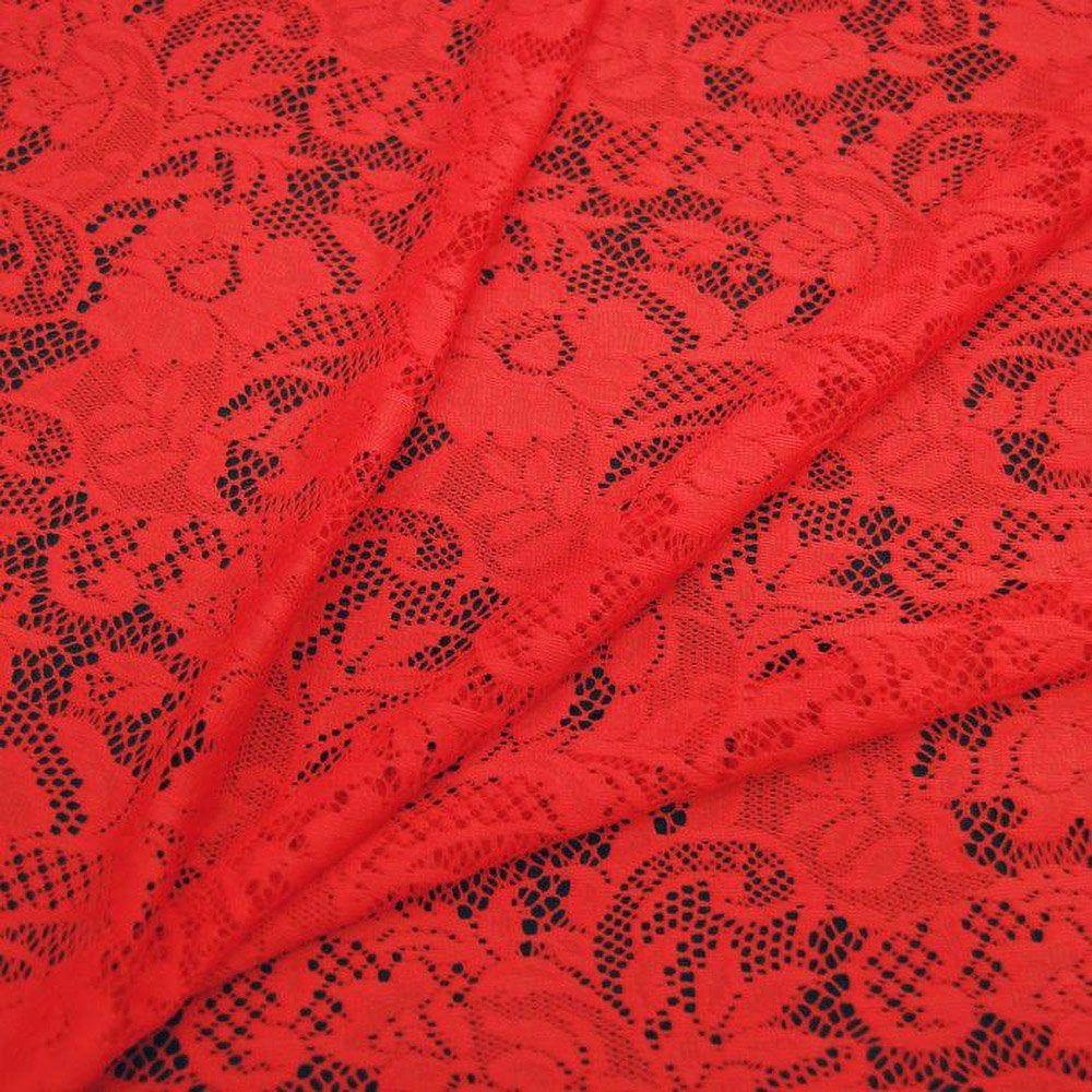 Allover Floral Stretch Lace Red