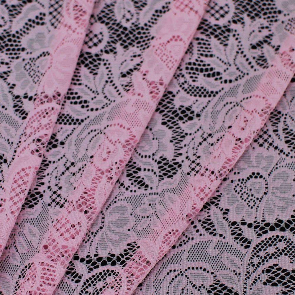Allover Floral Stretch Lace Pale Pink