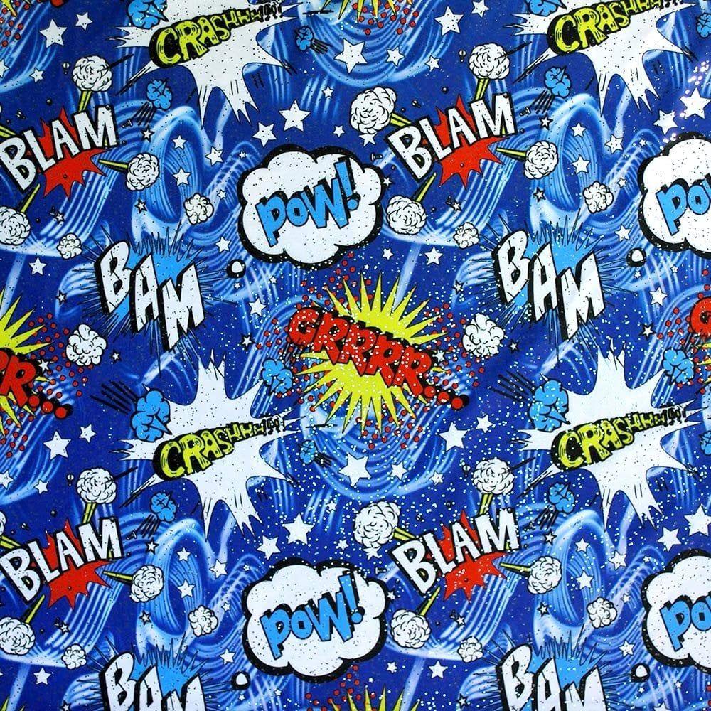 Comic Bubble Blue & Silver Galaxy - Foiled Print on Flex