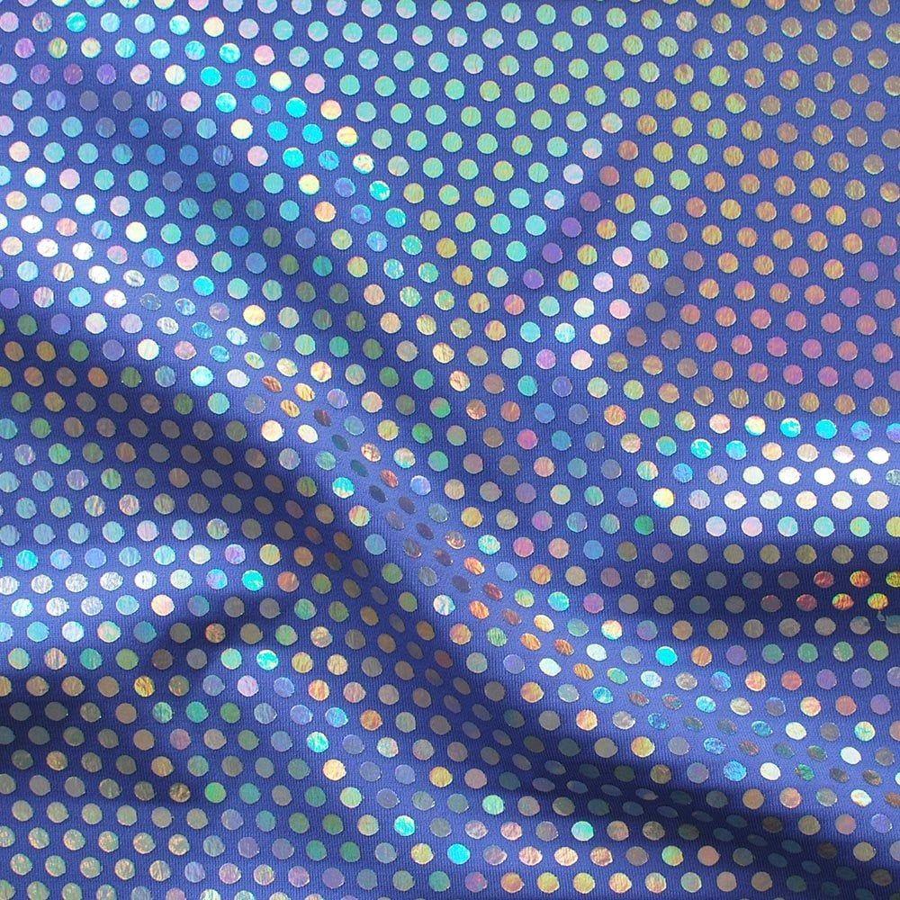Silver Lazer Mini Sequin Foil On Iris Matt Nylon Stretch Lycra