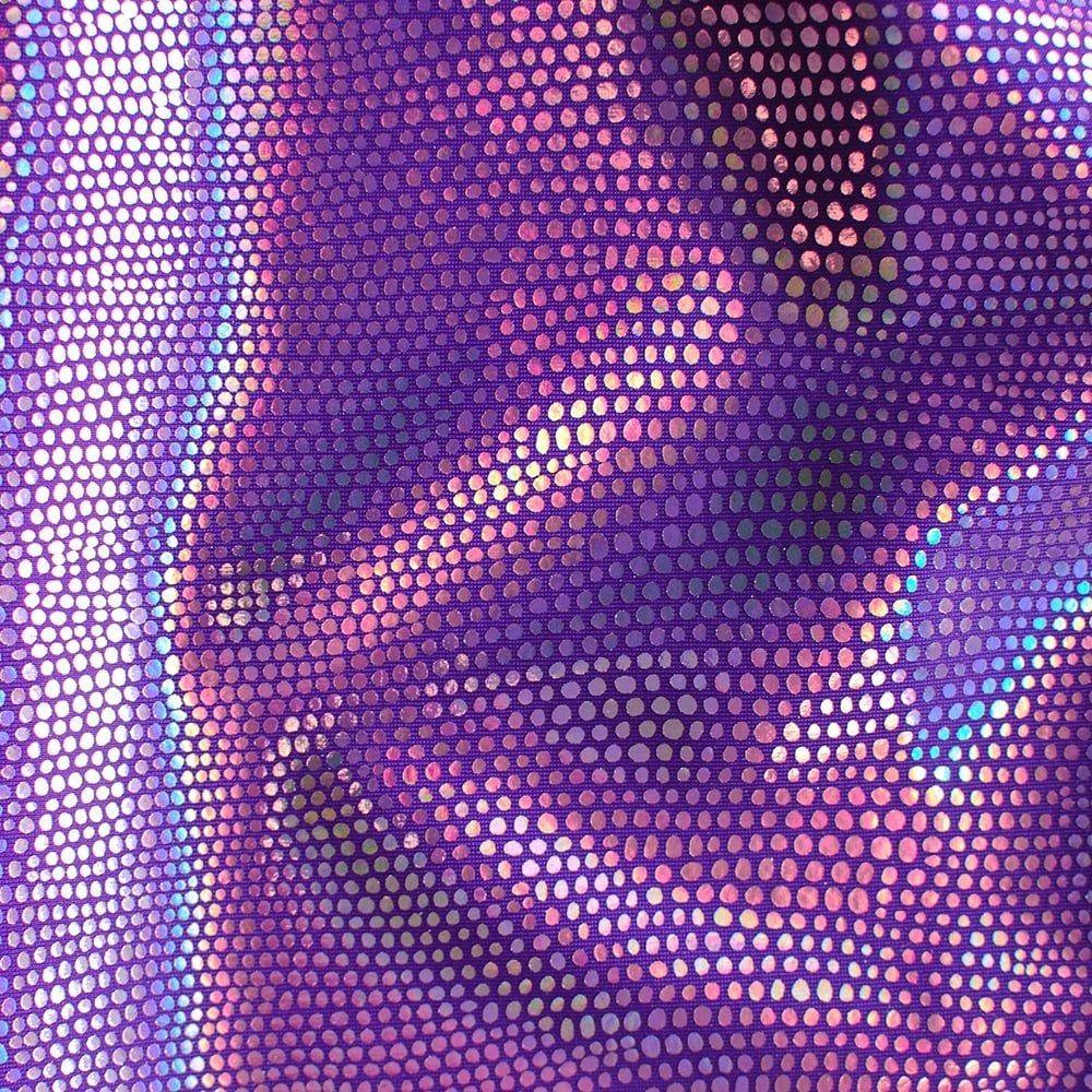 Cerise Lazer Skin Foil On Purple Matt Nylon Stretch Lycra