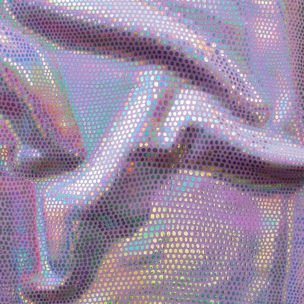 Silver Lazer Skin Foil On Lilac Matt Nylon Stretch Lycra
