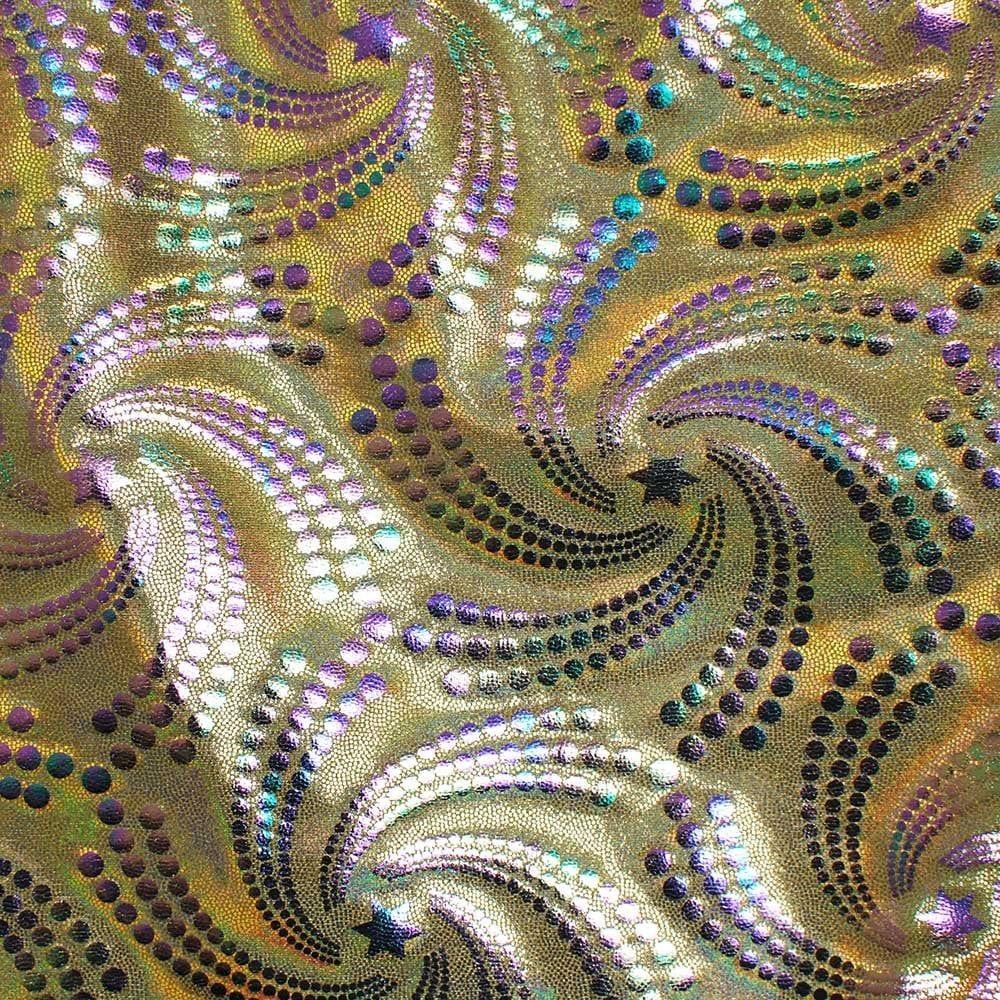 Asteroid Lazer Gold - Fancy Foiled Stretch Fabric