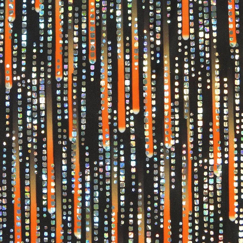 Cascade Flo Orange & Silver Hol Matrix - Foiled Print on Flex