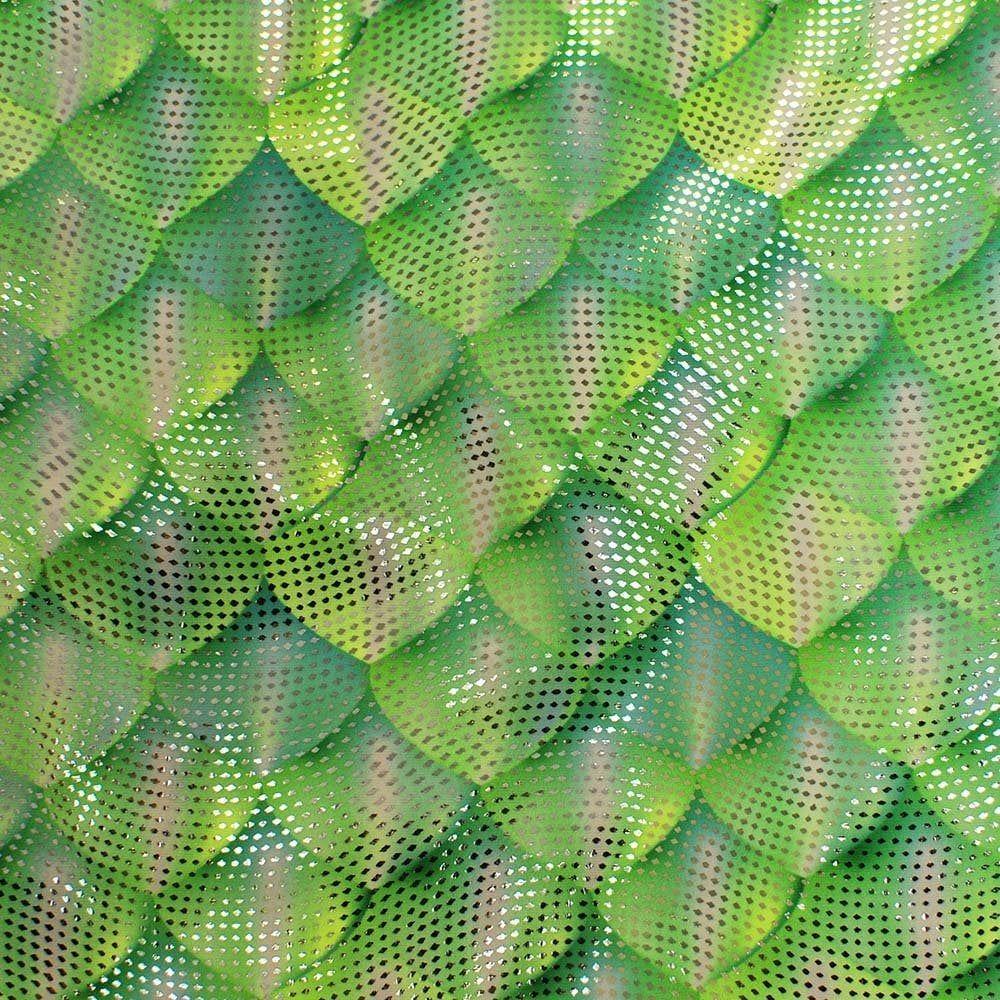 Alana Yellow & Silver Swirl - Foiled Print On Flex Stretch Lycra Fabric
