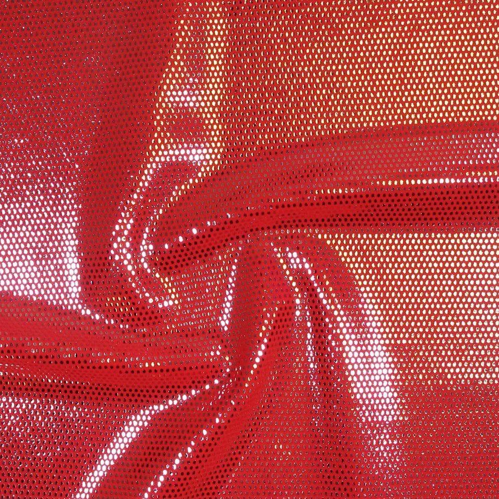Mz 1037 Silver Zitto Foil On Neon Red Matt Nylon Stretch Lycra 