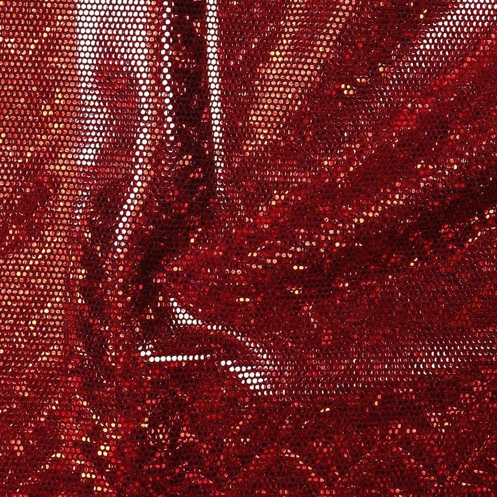 Hz 1023 Red Hol Zitto Foil On Granato Shiny Nylon Stretch Lycra 
