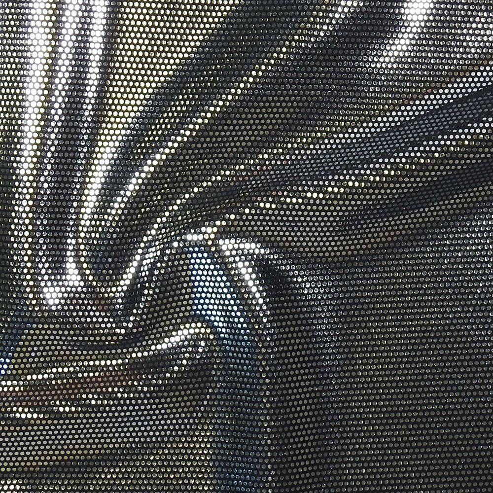 Mz 1026 Silver Zitto Foil On Black Matt Nylon Stretch Lycra 