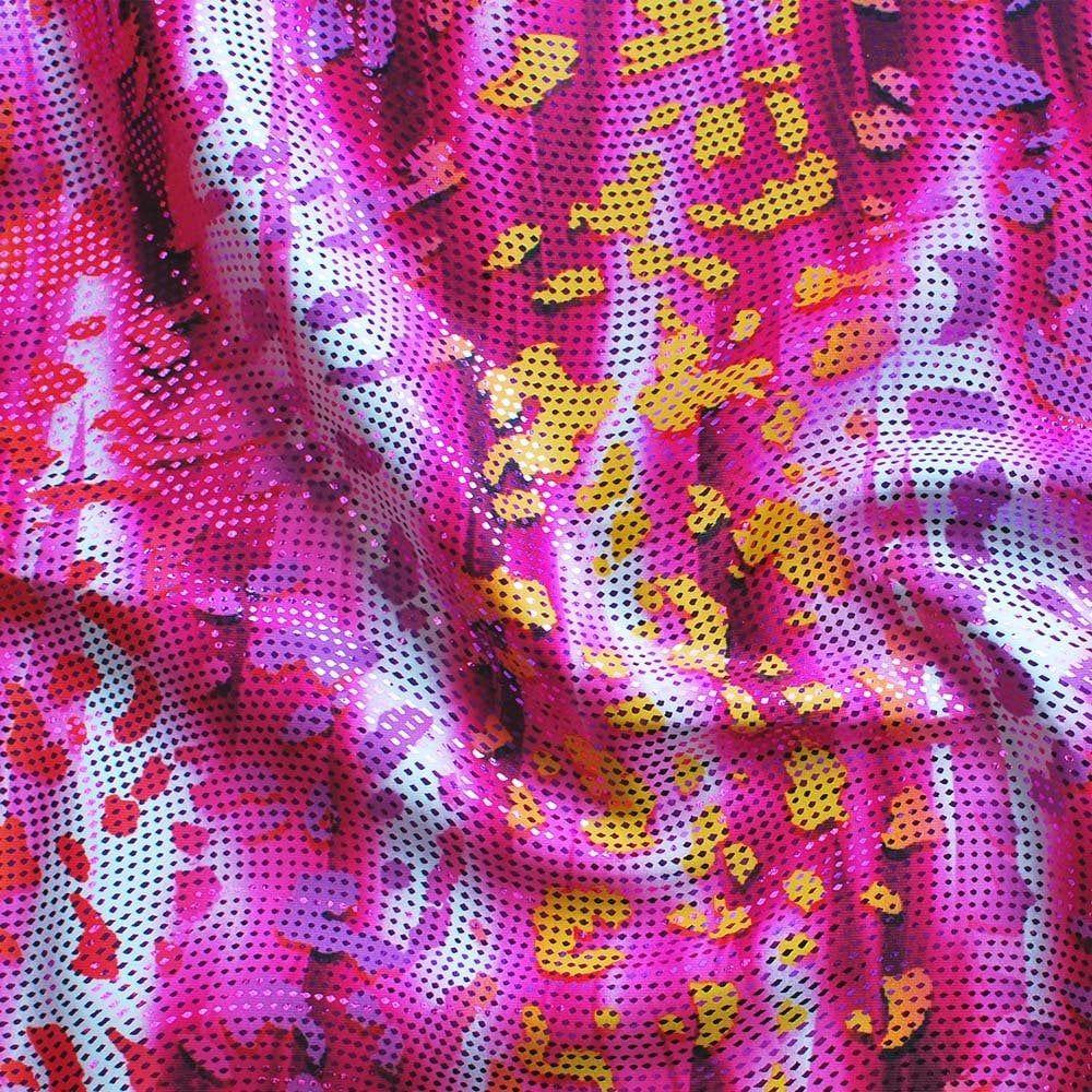 Water Leopard Pink & Cerise Swirl - Foiled Print on Flex