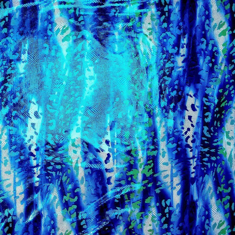 Water Leopard Blue & Aqua Swirl - Foiled Print on Flex