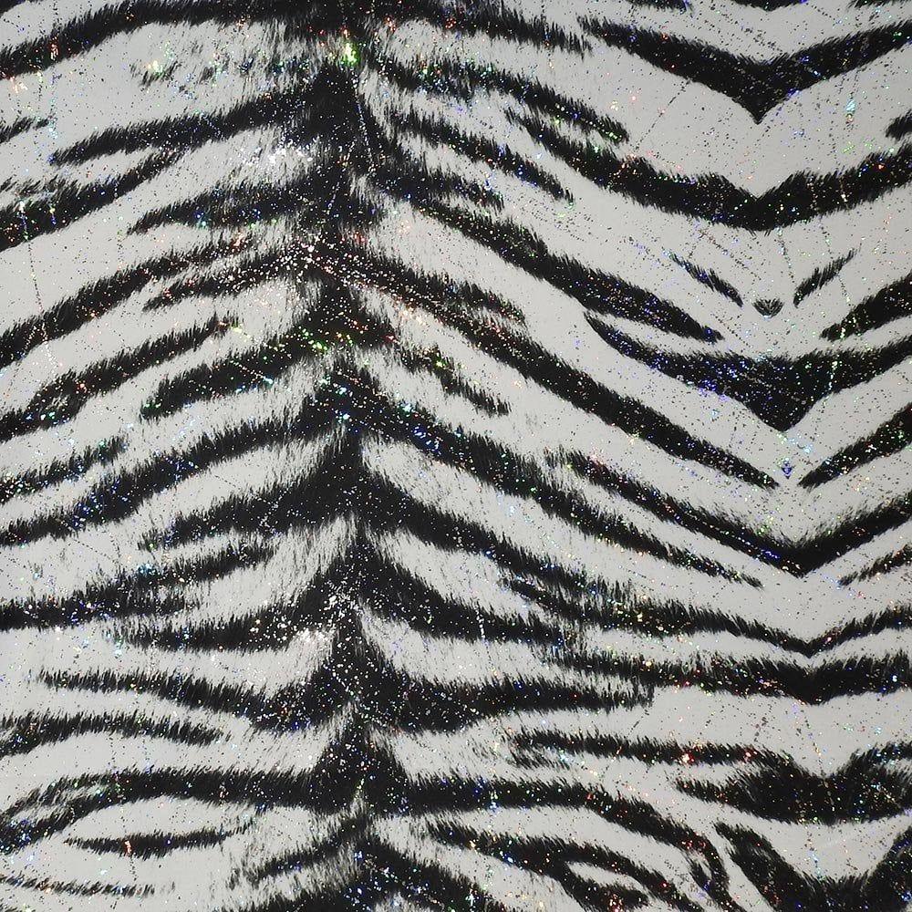 Tiger Black & White & Silver Hologram Score - Foiled Print on Flex