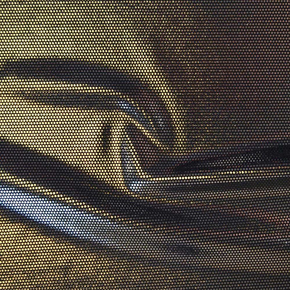 Mz 1025 Gold Zitto Foil On Black Matt Nylon Stretch Lycra 