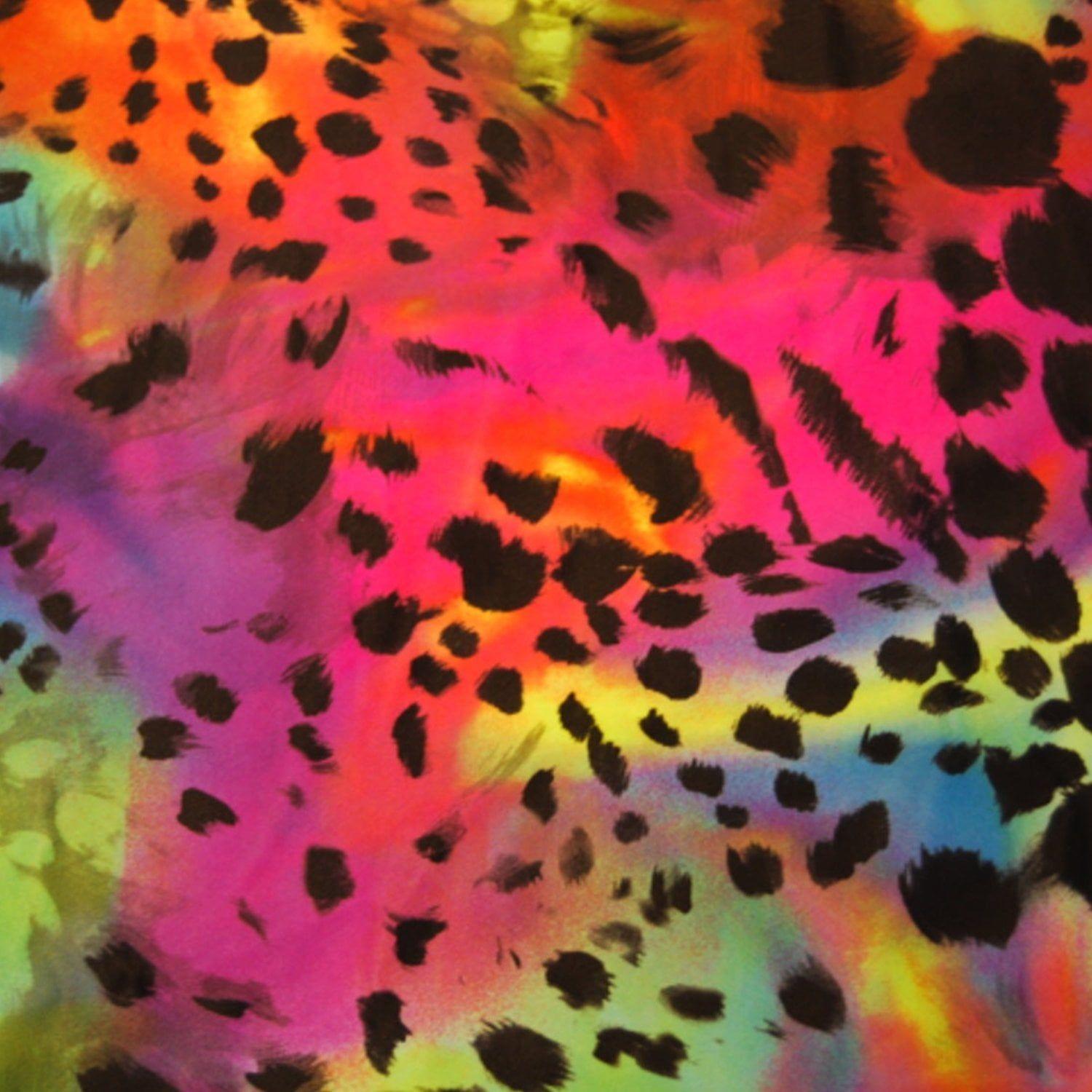 Mystical Rainbow/Snowcat - Paper Transfer, Tie Dye Effect Stretch Fabric: Multicolour