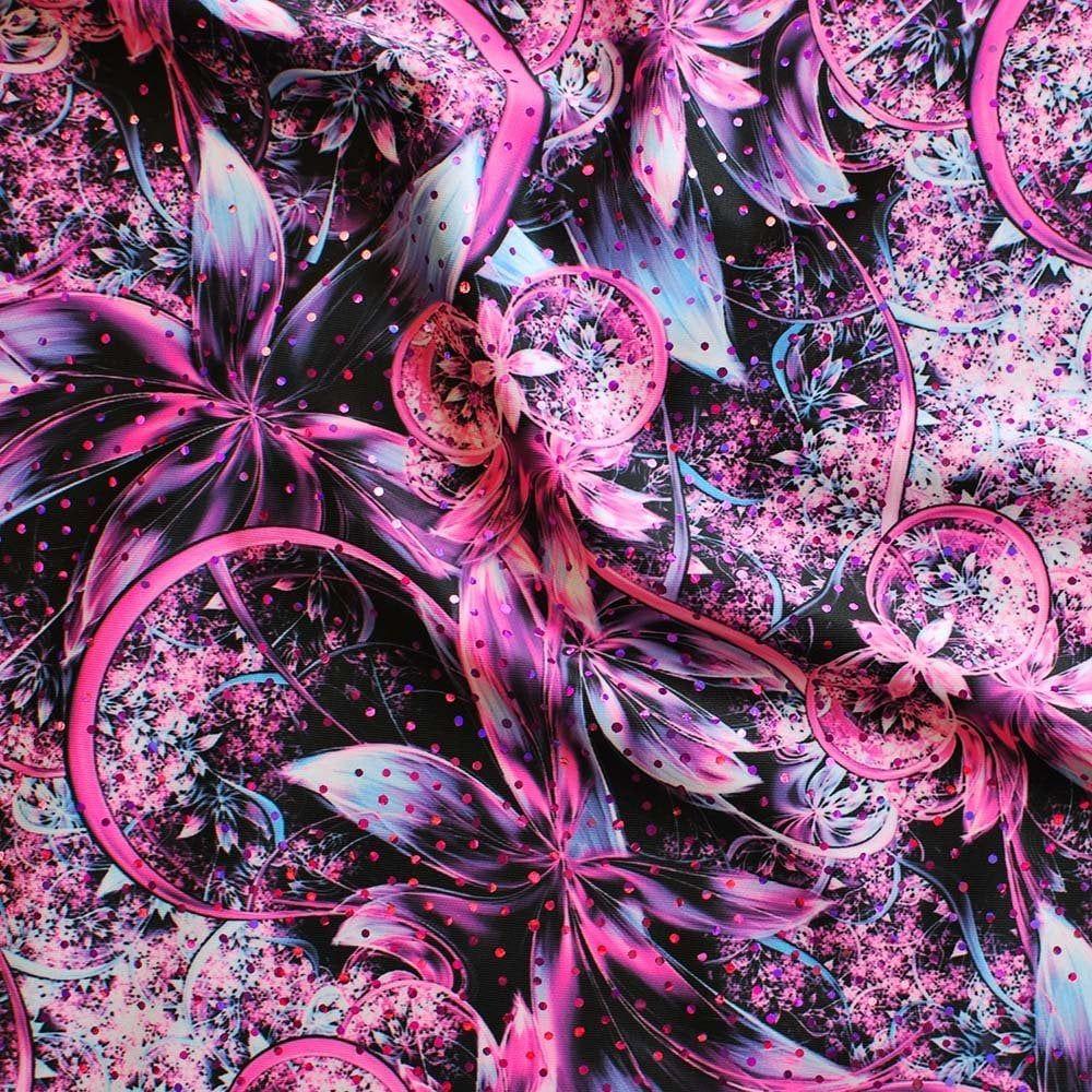 Wonderlust Pink & Cerise Hologram Twinkle - Foiled Print on Flex