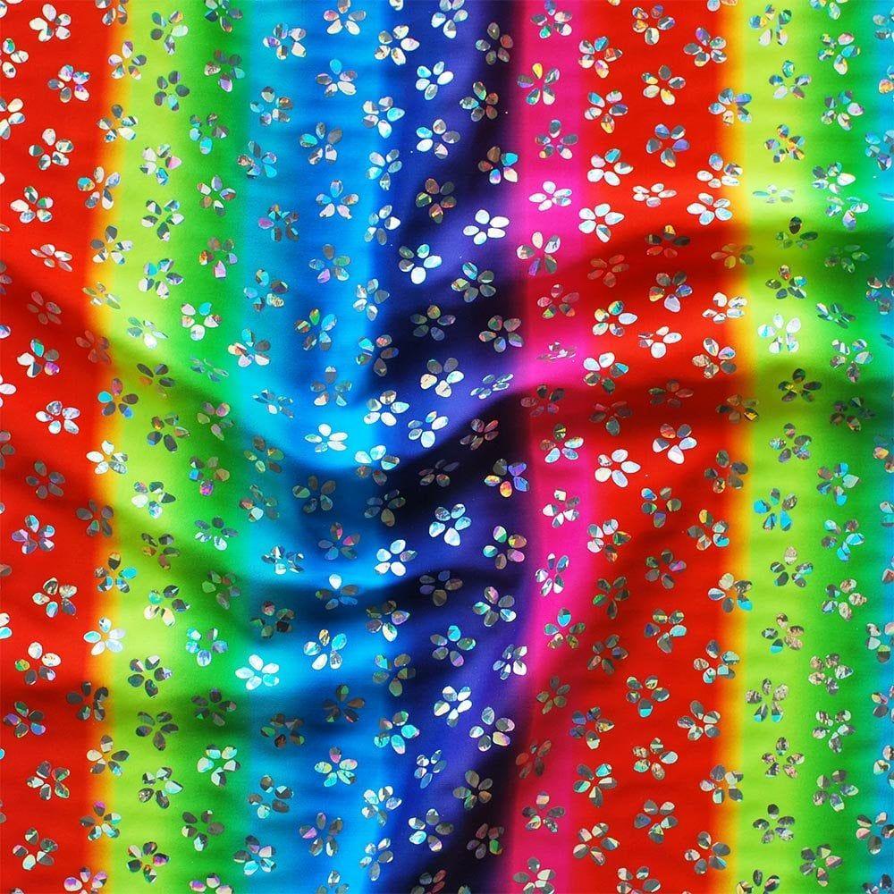 Rainbow Stripe Shading & Silver Hologram Gypsy - Foiled Print on Flex