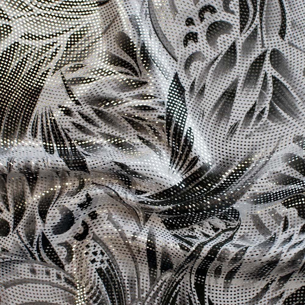 Zaire Greyscale & Silver Swirl - Foiled Print on Flex