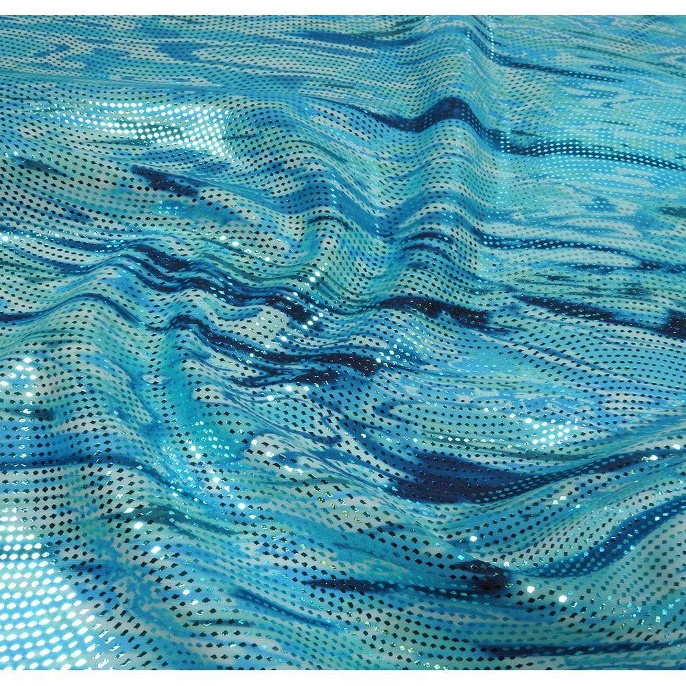 Swell Aqua & Aqua Swirl - Foiled Print on Flex