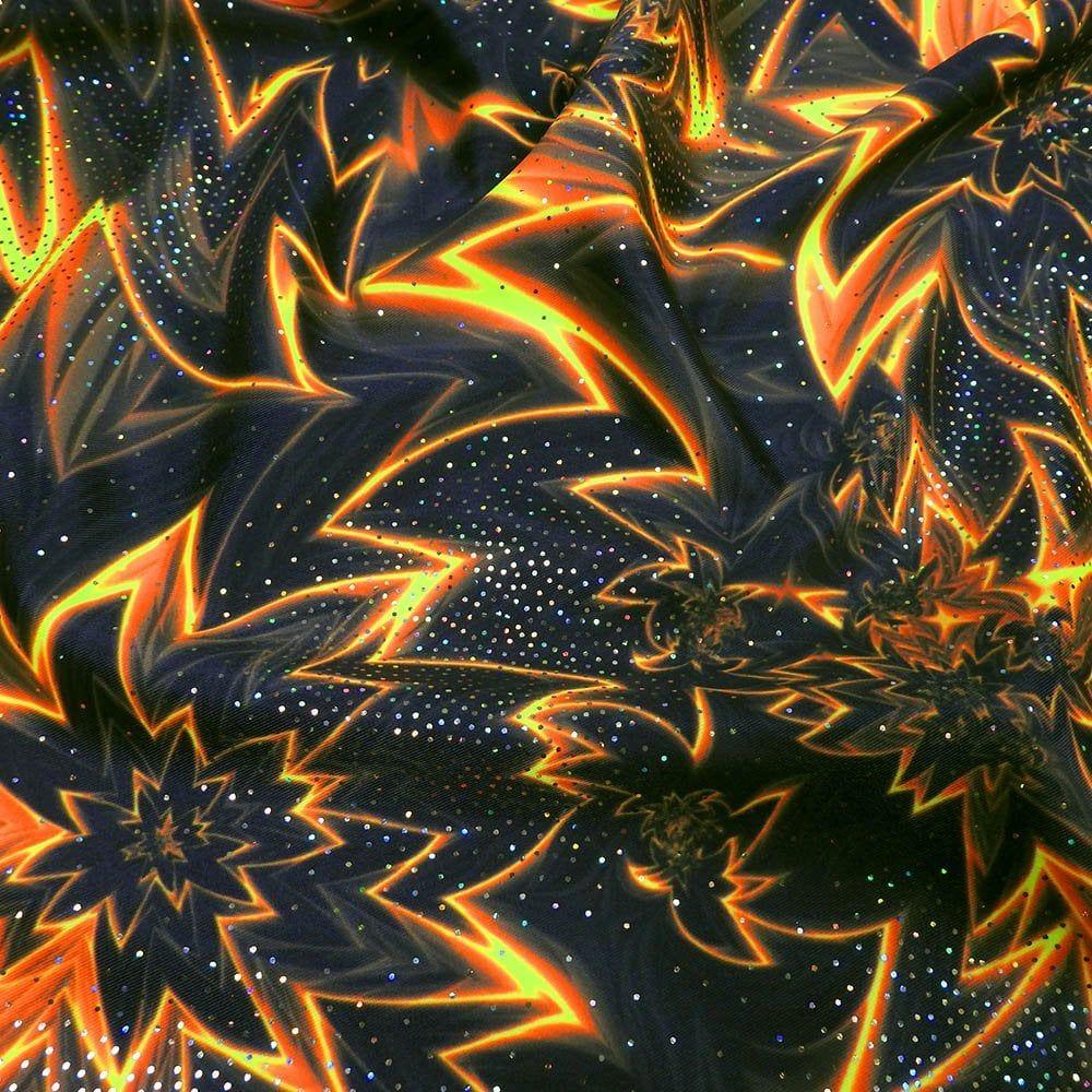 Jet Flame & Gold Hologram Stardust - Foiled Print on Flex