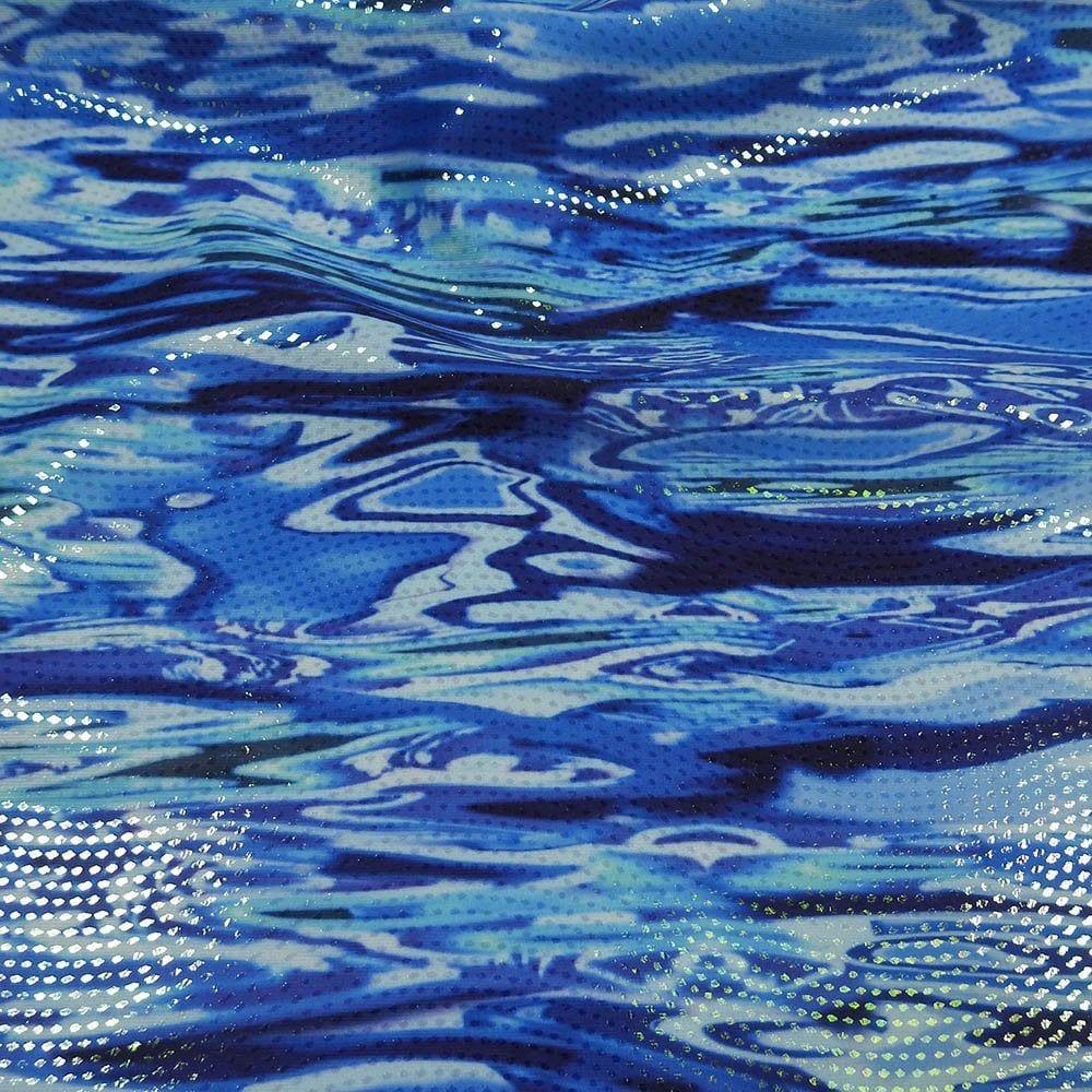 Swell Blue & Iris Swirl - Foiled Print on Flex
