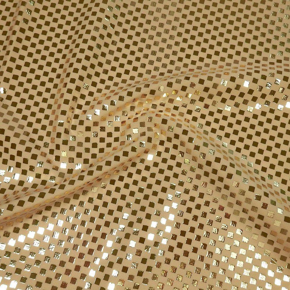 Gold Chequers Foil On Skin Matt Nylon Stretch Lycra