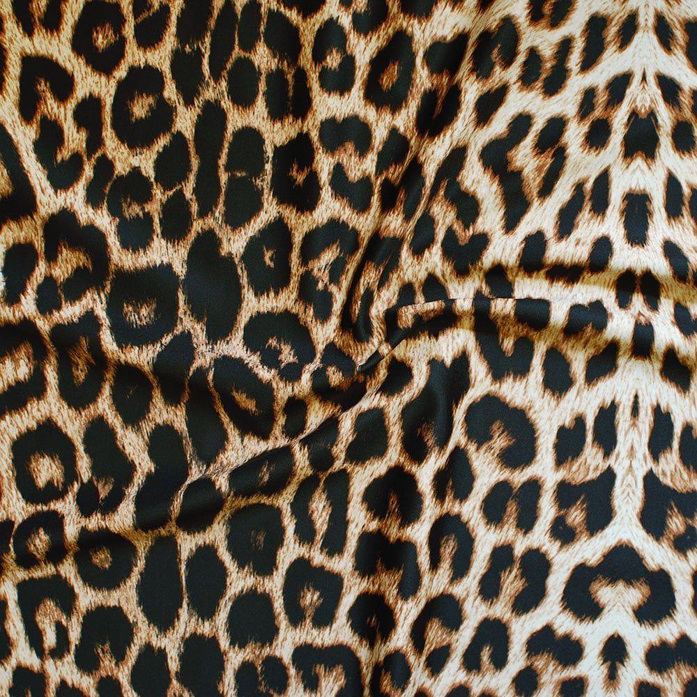 Panther - Paper Transfer Print, Animal Printed Stretch Fabric: Brown/Neutral
