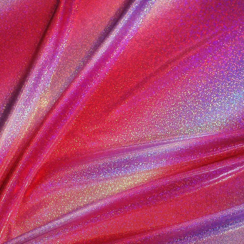Cirrus Two Bias Hot Pink On Hkm2007 Silver Hologram (Poly) Shine - Foil Printed Stretch Fabric