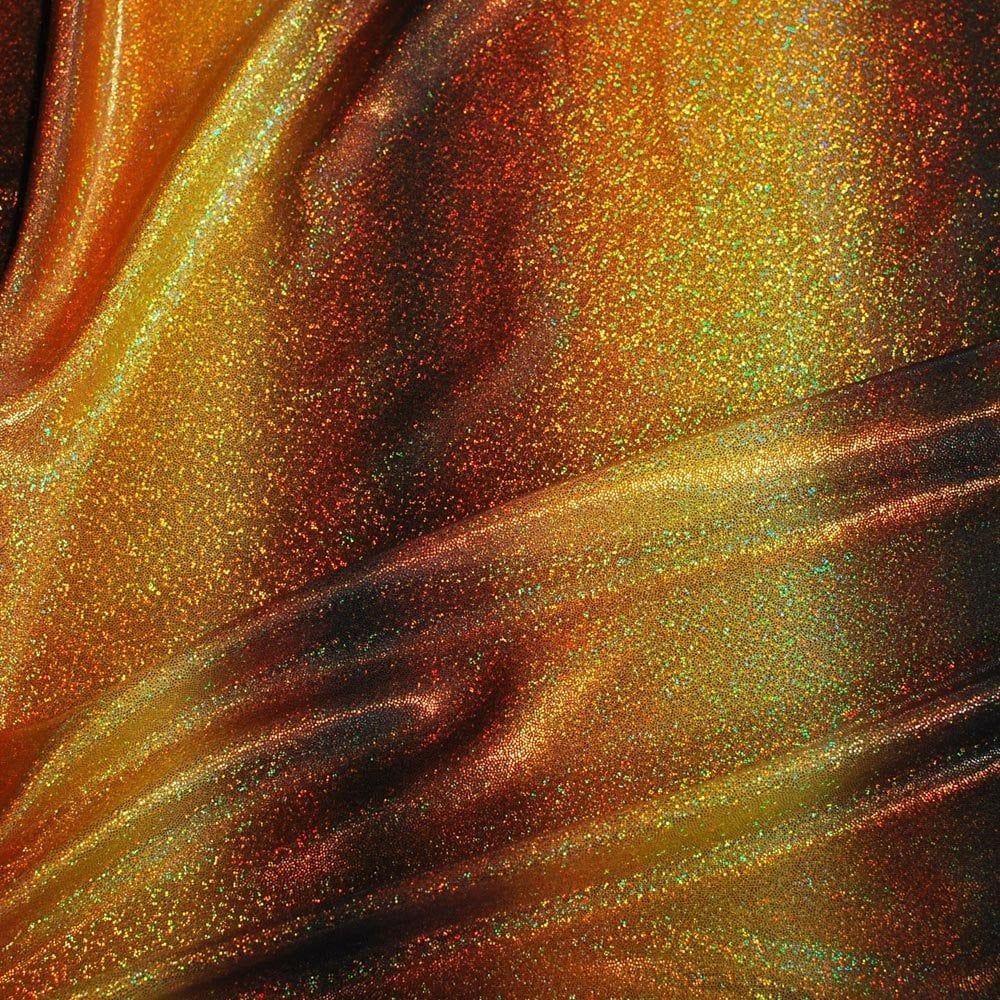 Cirrus Autumn On Hkm2007 Silver Hologram (Poly) Shine - Foiled Printed Stretch Fabric