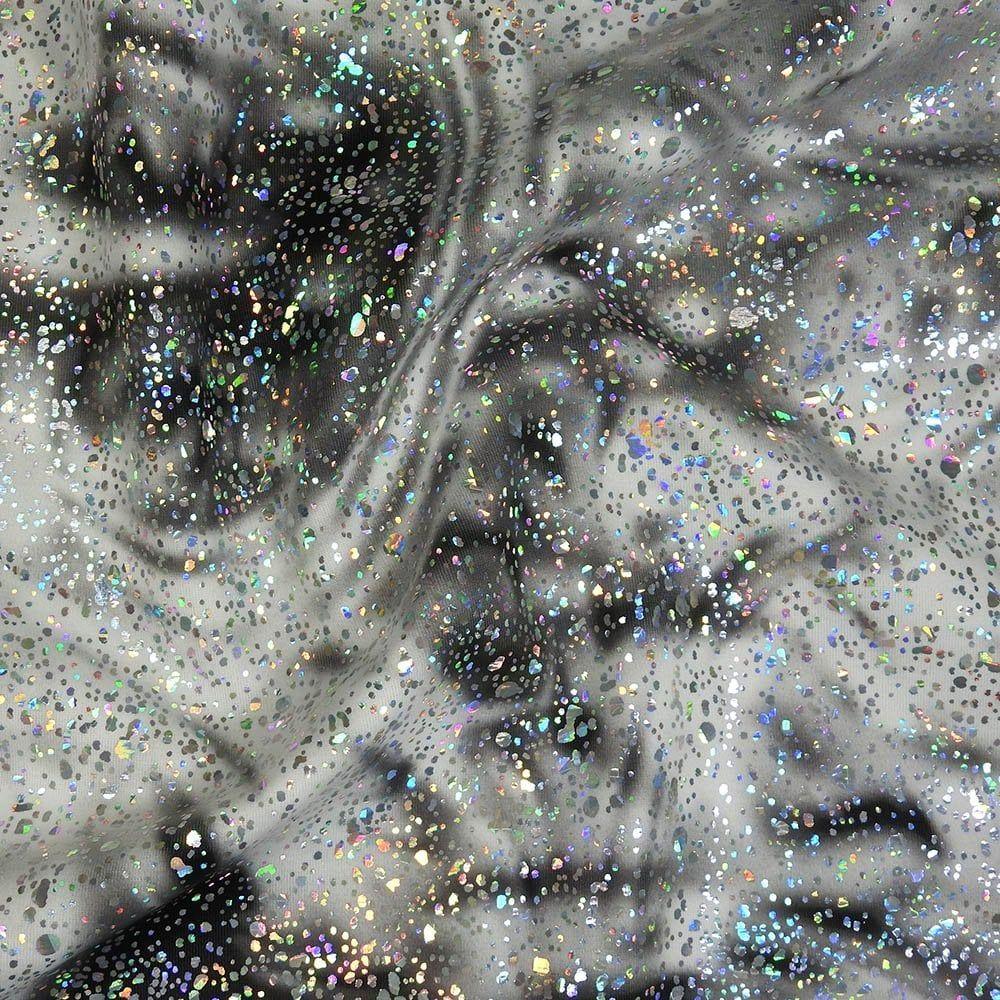 Strobe Two Greyscale & Silver Hologram Splash - Foiled Print on Flex