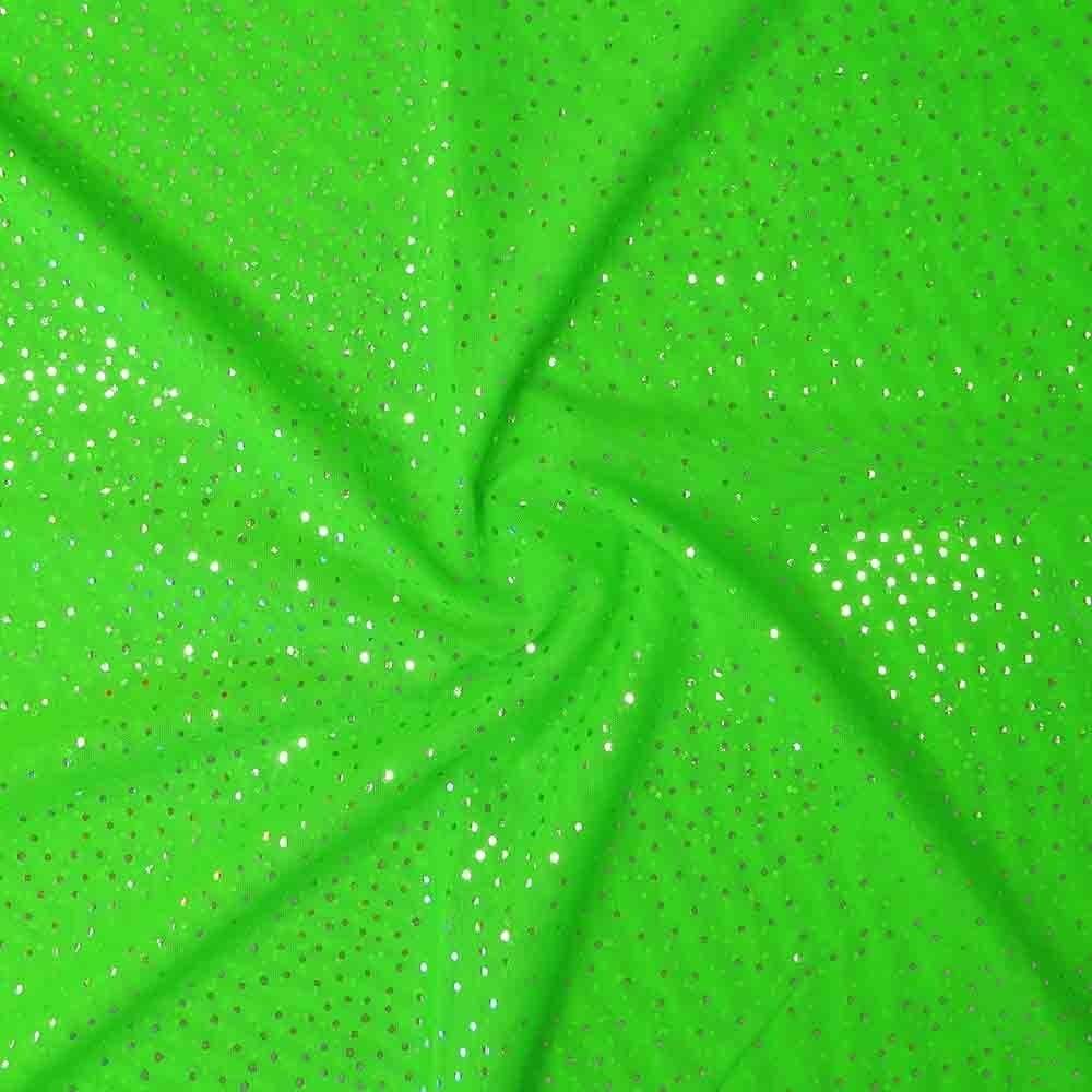 Silver Twinkle Foil On Alicante Stretch Net, Acid Green